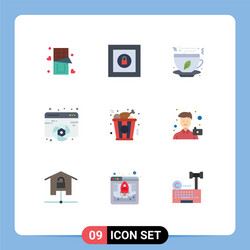 9 flat color concept for websites mobile and apps vector image