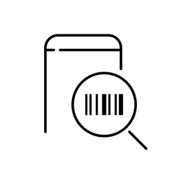 scanning bar code on smart phone with magnifying vector image
