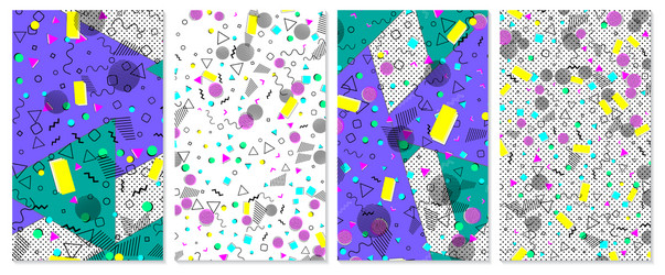 set memphis pattern pop art color background vector image