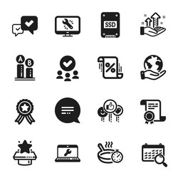 set technology icons such as analysis graph vector image