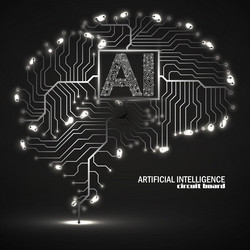 Abstract technological brain with artificial vector