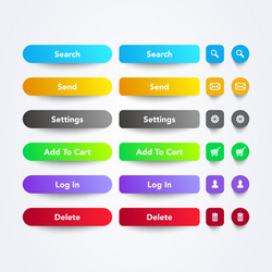 Colorful Web App Buttons & Icons vector image