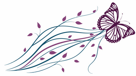 abstract butterfly with trailing leaf swirls vector image