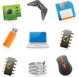 Icons for computer and parts vector