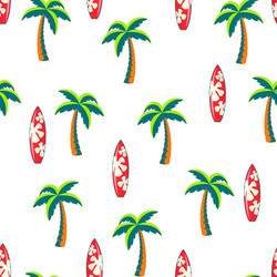 Seamless pattern surfboards and palm trees vector