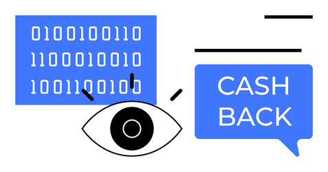 digital eye watching binary code and cash back vector image