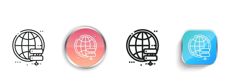 global server icon thin linear regular and button vector image