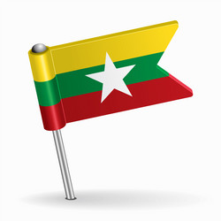 Myanmar Flag Pointer Map Pin vector image