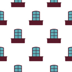 retro window and flowerbox pattern flat vector image