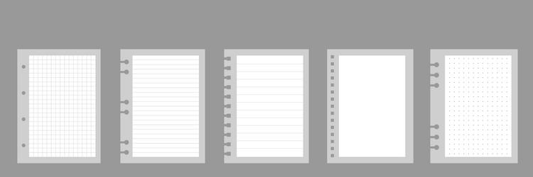 set of notebook sheets isolated on gray background vector image