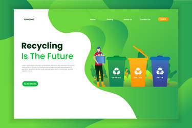sorting trash for recycle landing page vector image