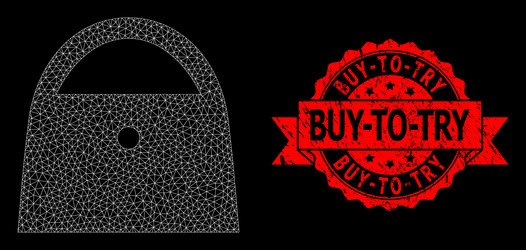 Textured buy-to-try stamp seal and web network vector