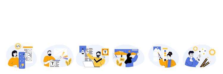 design development concept set with characters vector image