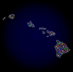 mesh 2d map of hawaii state with bright light vector image