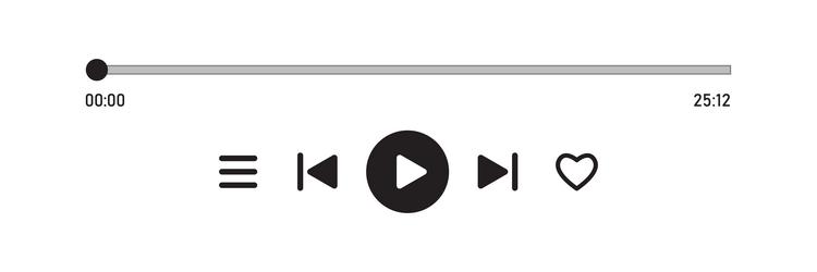 play button icon in flat style music player vector image