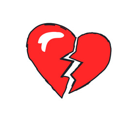Sad broken heart cartoon Royalty Free Vector Image