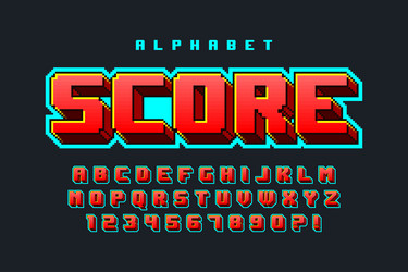Pixel 8-bit Font Retro Style vector image
