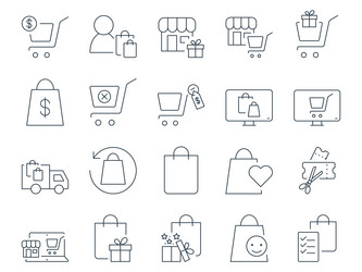 Shopping icons set store shop black friday vector