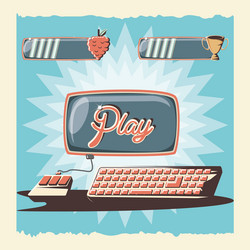 video game retro with computer vector image