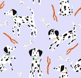 Cute dalmatian seamless pattern background vector