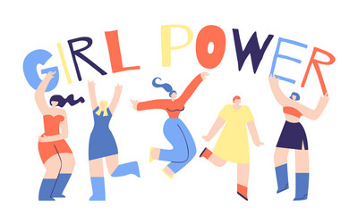 girl power poster flat character afflation design vector