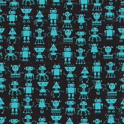 Robot Seamless Pattern - Retro Style vector image