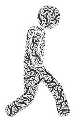 walking man recursive icon mosaic of self icons vector image