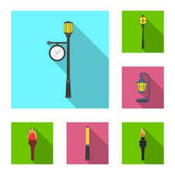 lamp post flat icons in set collection for design vector image
