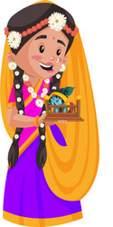 Radha and Krishna Cartoon Vector Image