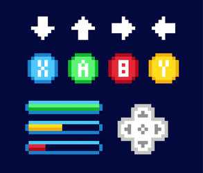 set of 8bit pixel art game asset vector image