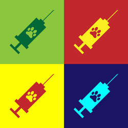 Color syringe with pet vaccine icon isolated vector