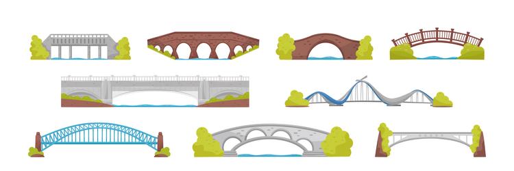 different bridge as structure for spanning vector image