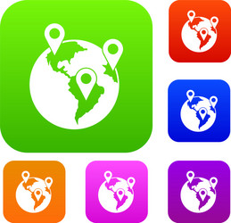 globe and map pointers set collection vector image