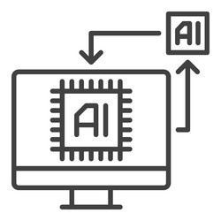 Ai computer display technology thin line icon vector