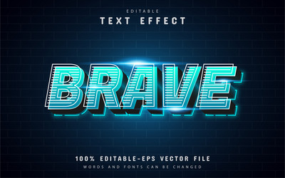 brave text effect with line pattern vector image