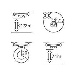 Drone proper control linear manual label icons set vector