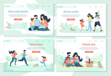 Family day leisure sport time active walks vector