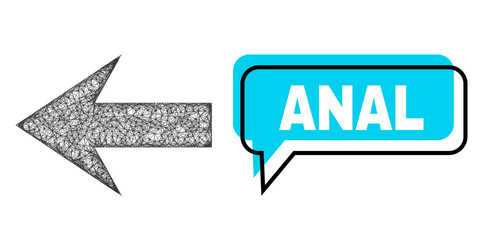 shifted anal message cloud and net mesh arrow left vector image