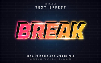 break text effect with gradient vector image