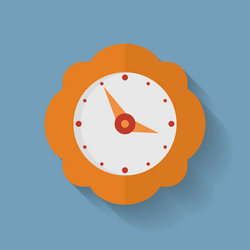 Icon of orange clock flat style vector