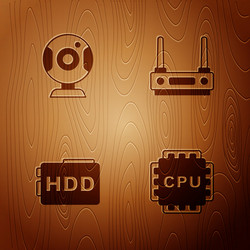 set processor with cpu web camera hard disk vector image
