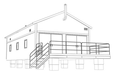 wire-frame industrial building vector