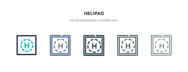 Helipad icon in different style two colored vector