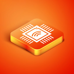 isometric computer processor with microcircuits vector image