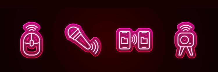 set line wireless computer mouse microphone data vector image
