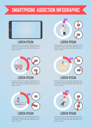 Smartphone and internet addiction infographics vector