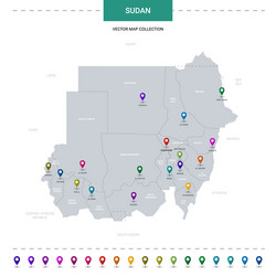 sudan map with location pointer marks infographic vector