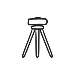 Theodolite on tripod sketch icon vector