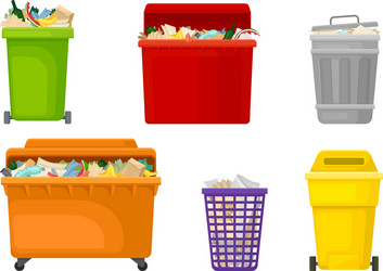 trash bins and sacks full with refuse garbage vector image