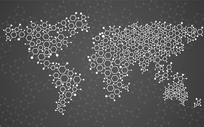 abstract world map of hexagonal vector image